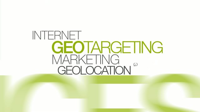Geotargeting geo targeted marketing word tag cloud animation