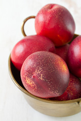 nectarines in dish