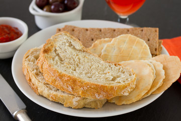 bread with toasts on plate