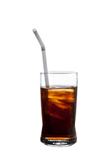 a glass of cola on white