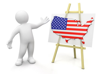 Man and US map (clipping path included)