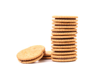 Stack of filled cookies.