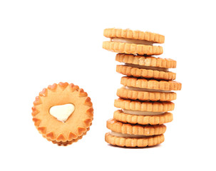 White heart. Cookie biscuits with filling.