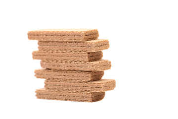 Stack of afers with chocolate.