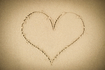 Heart drawn in the sand