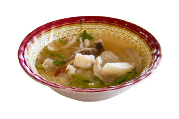 Boiled rice with seafood