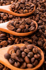 Coffee beans in ladle