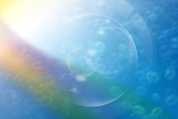 rainbow blue light bubbles abstract background