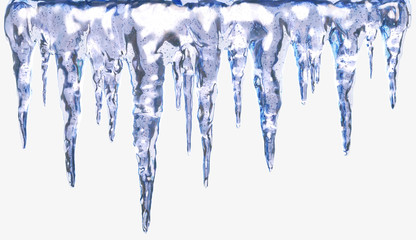 Icicles isolated with clipping path. Design element. 3D illustration - obrazy, fototapety, plakaty