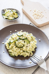 risotto with zucchini, italian food recipe