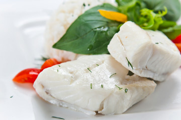 Halibut with  rice