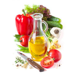 Olive oil and vegetables.