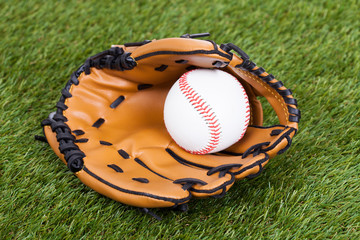 Leather Glove With Baseball Ball