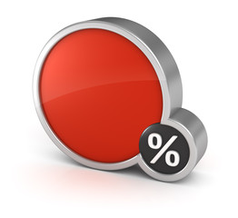 Blank empty discount sale 3d icon on white background