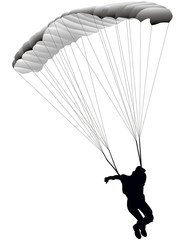 vector illustration paratrooper jumping