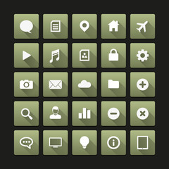 Long shadow flat icon set