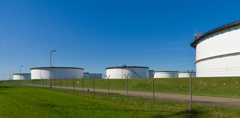 white storage tanks