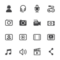Multimedia Icons with White Background