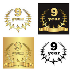 set of golden laurel wreath with golden digit of jubilee years