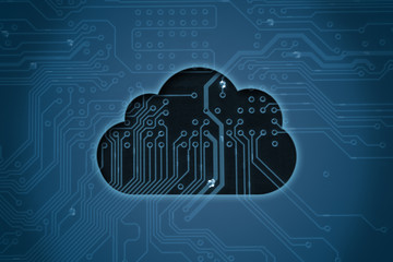 Cloud on circuit background, cloud computing concept .