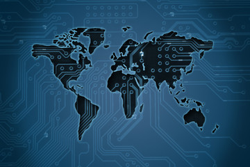 Map on circuit background.