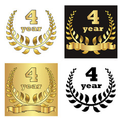 set of golden laurel wreath with golden digit of jubilee years