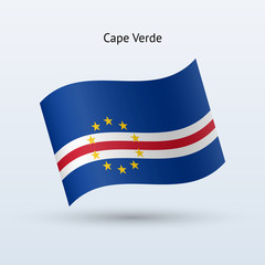 Cape Verde flag waving form. Vector illustration.