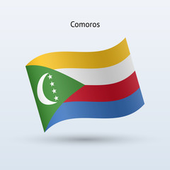 Comoros flag waving form. Vector illustration.