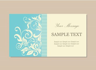 Floral vintage business card, invitation or announcement