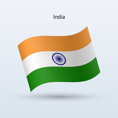 India flag waving form. Vector illustration.