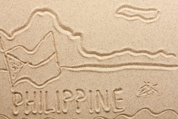 Philippines handwritten from  sand