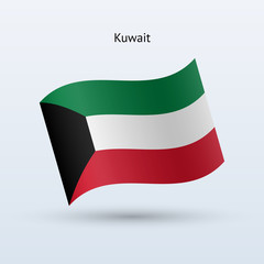 Kuwait flag waving form. Vector illustration.