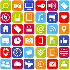 bunte buttons mit social media icons