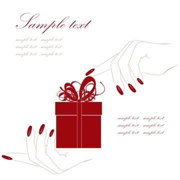 red gift box in a hand