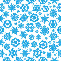 seamless pattern with blue snowflakes on a  white  background.wi