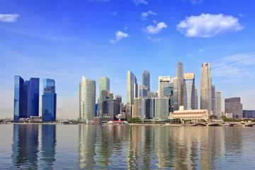 Fotobehang Singapore skyline at Marina Bay © Noppasinw