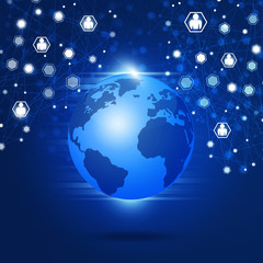 Fototapeta na wymiar Global Connections Blue Background