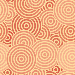 Fototapeta na wymiar Seamless with red concentric circles on the beige background