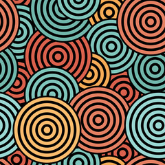 Seamless with blue, orange and red concentric circles