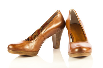 High heel women shoes on white background