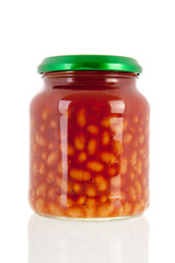 Canned baked white beans in tomato sauce