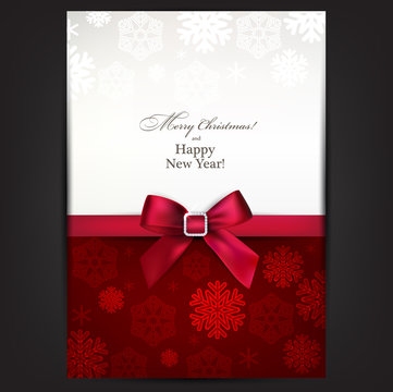 Greeting card with red bow.