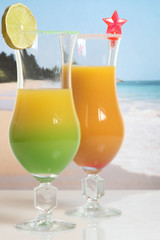 Drinks with fruit cocktail