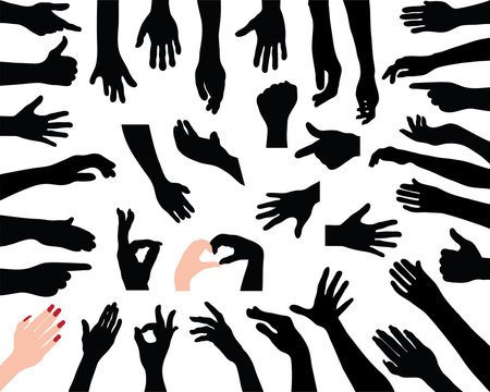 Silhouettes Of Hands,  Vector