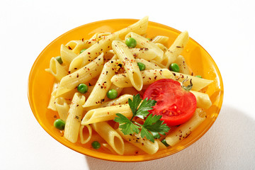 Delicious cooked tubular pasta dish