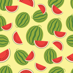 Watermelon seamless  background. Vector illustration.