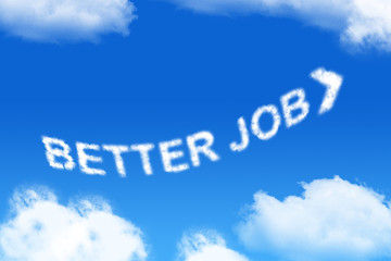 better job - cloud word on blue background