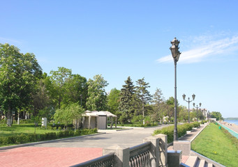 Naklejka premium View on quay of river Volga
