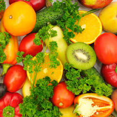 fresh fruits and vegetables background
