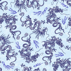 Naklejka premium 日本の龍をシームレスに